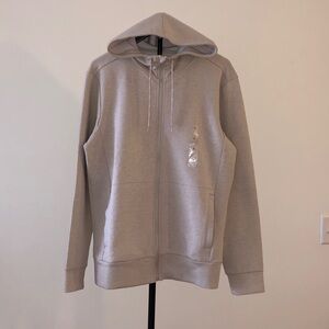 GapFit Performance Zip Up Hoodie Sweatshirt Jacket Beige Cotton blend Size S